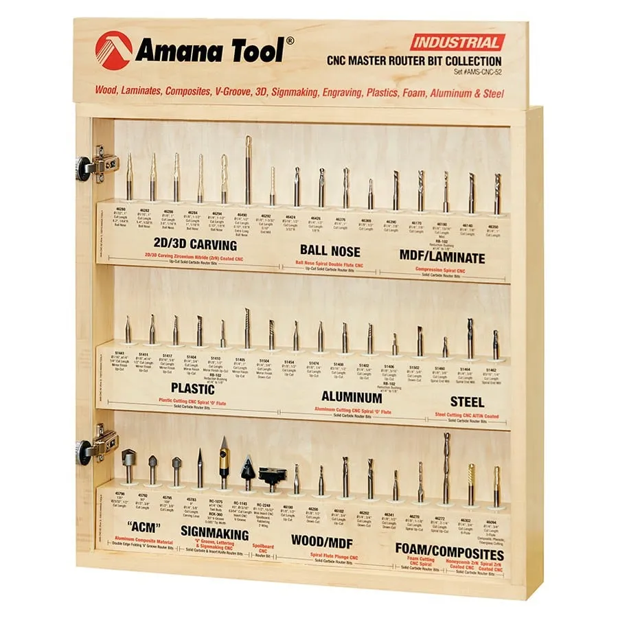 Master CNC Router Bit Collection | 52 Piece| 1⁄4" Shank | AMS-CNC-52 | 738685525227