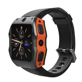 Model X 1.99 inch IP68 Waterproof Android 9.0 4G Dual Cameras Matte Smart Watch, Specification:4GB 128GB(Black Orange)