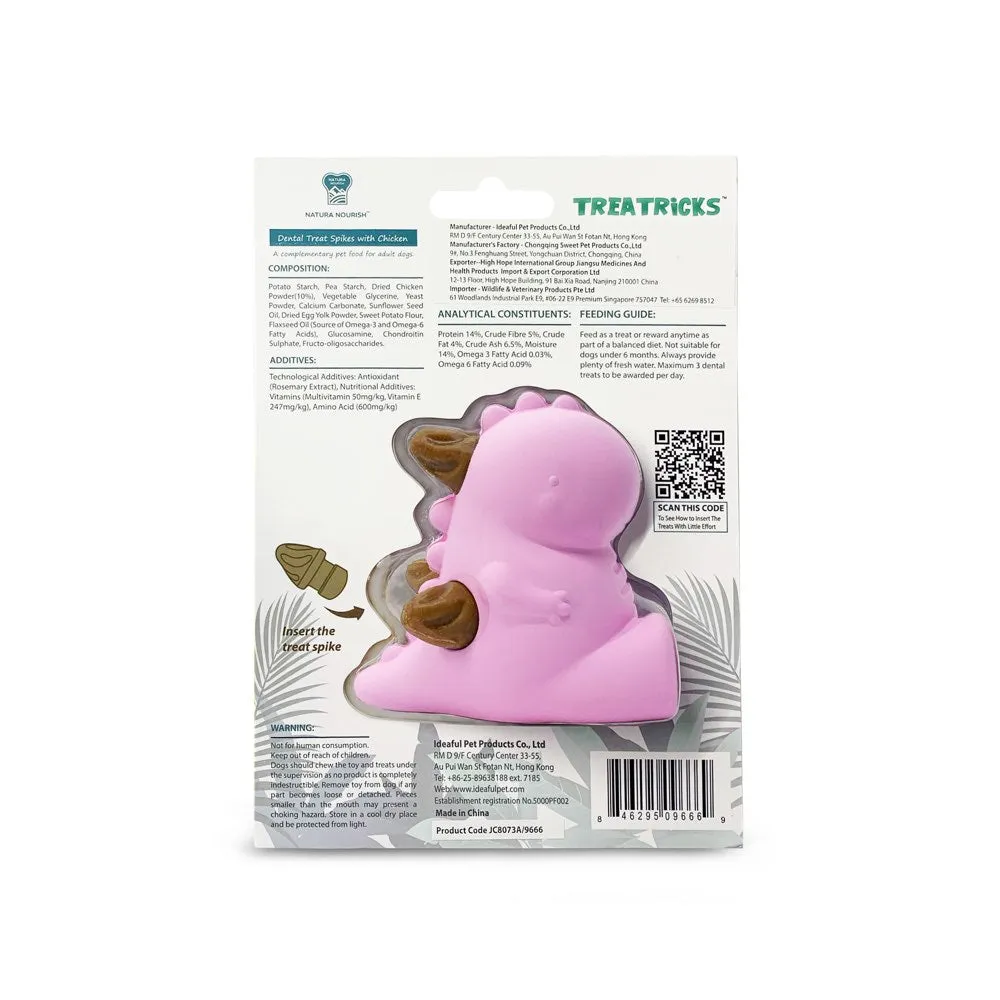 Natura Nourish Treatricks 2-in-1 Chicken Dental Chew Dog Toy (Baby T-Rex)