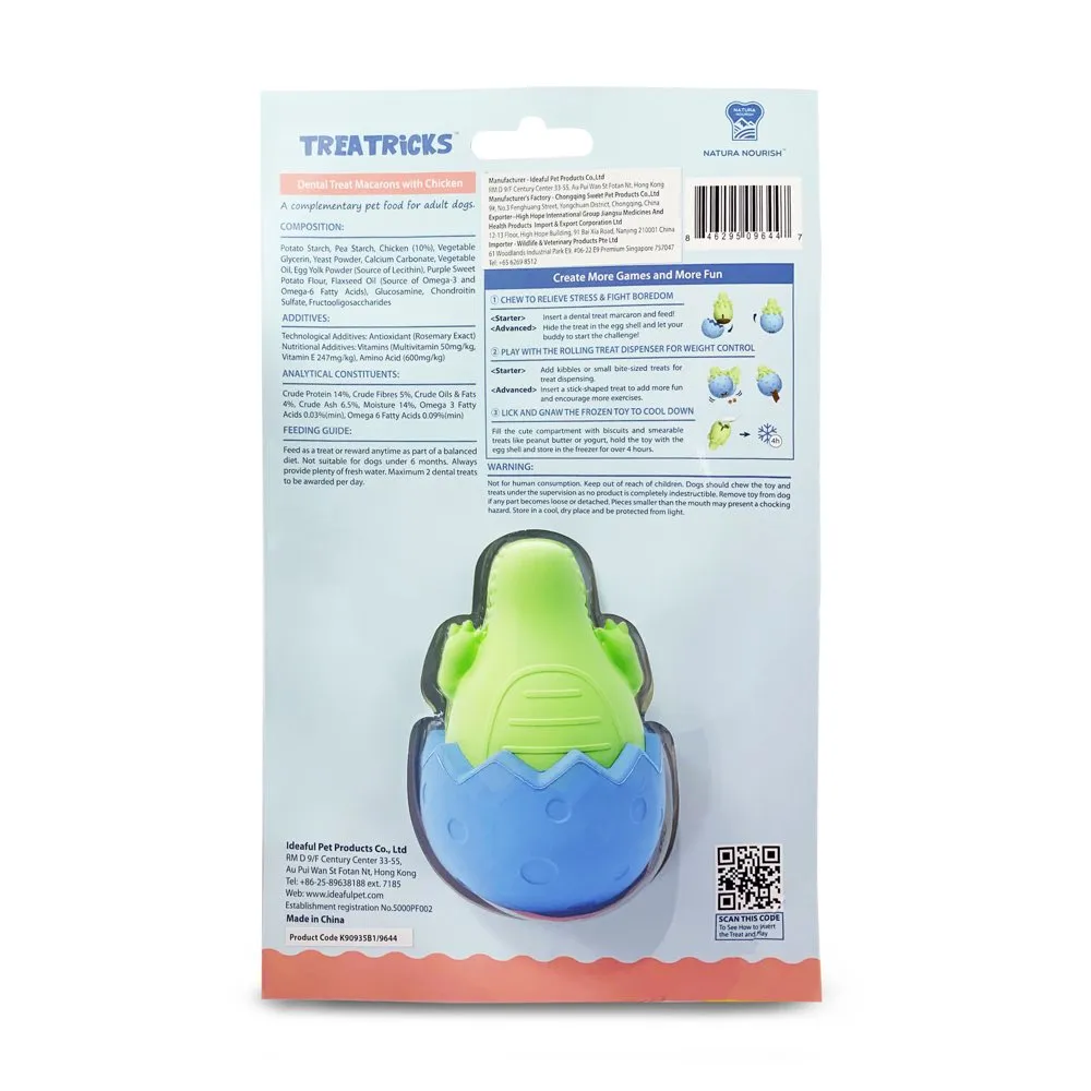 Natura Nourish Treatricks 2-in-1 Chicken Dental Chew Dog Toy (Gator Egg)