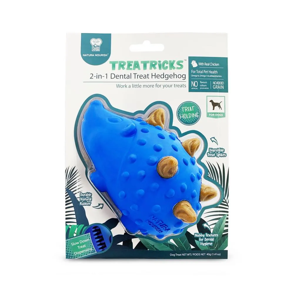 Natura Nourish Treatricks 2-in-1 Chicken Dental Chew Dog Toy (Hedgehog)