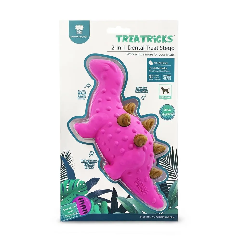 Natura Nourish Treatricks 2-in-1 Chicken Dental Chew Dog Toy (Stego)