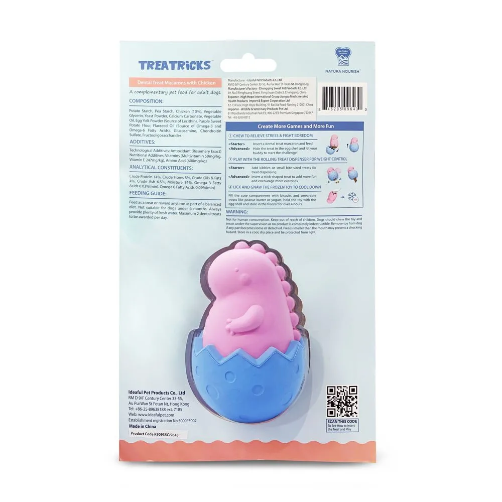 Natura Nourish Treatricks 2-in-1 Chicken Dental Chew Dog Toy (T-Rex Egg)