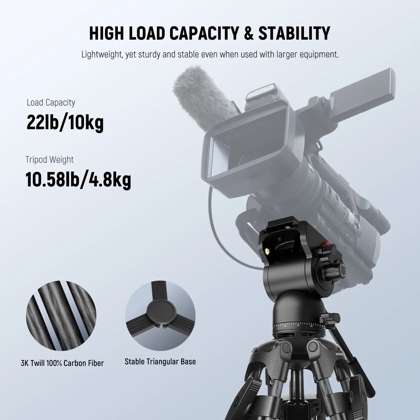 NEEWER LL34 78" Carbon Fiber Video Camera Tripod