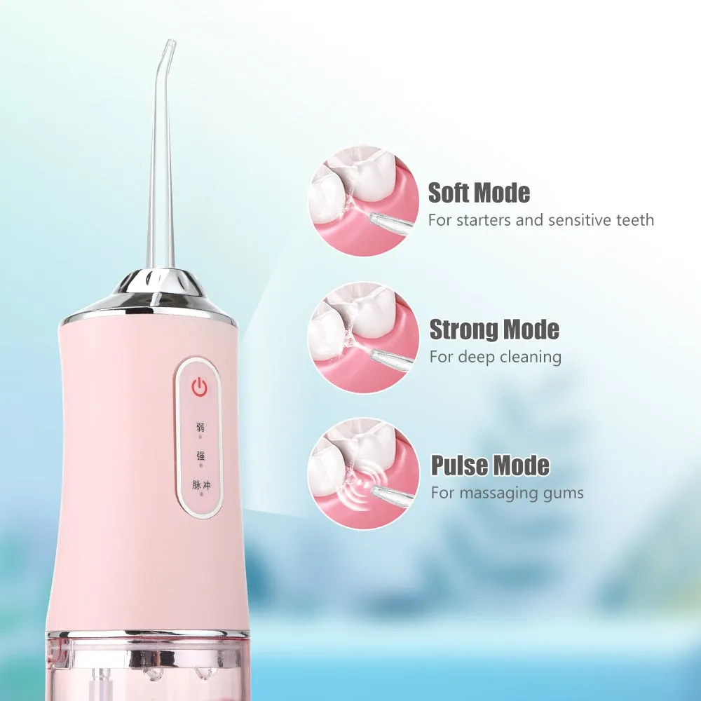 Oral Irrigator Portable Dental Water Flosser USB Rechargeable Water Jet Floss Tooth Pick 4 Jet Tip 220ml 3 Modes IPX7 1400rpm 0ral irrigator