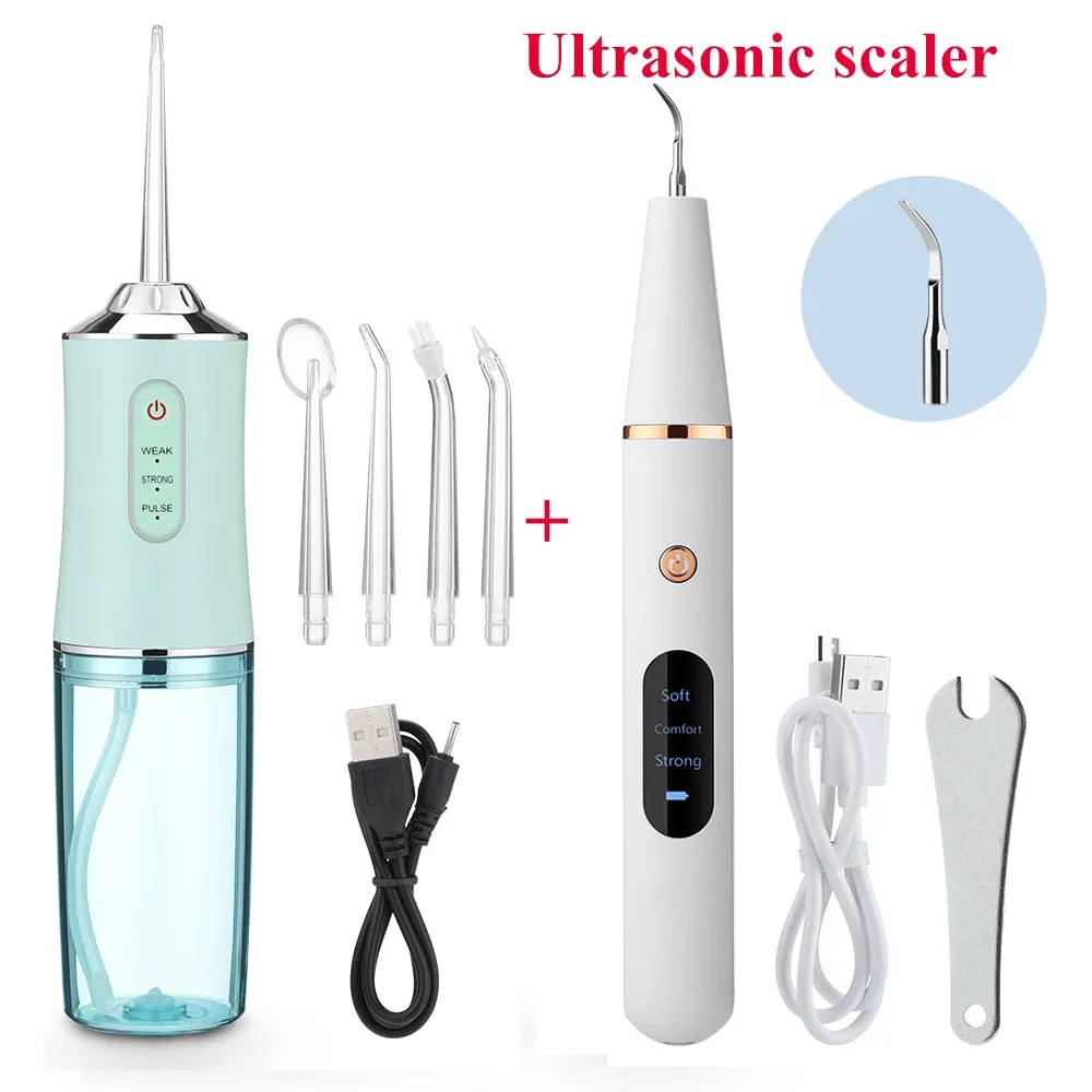 Oral Irrigator Portable Dental Water Flosser USB Rechargeable Water Jet Floss Tooth Pick 4 Jet Tip 220ml 3 Modes IPX7 1400rpm 0ral irrigator