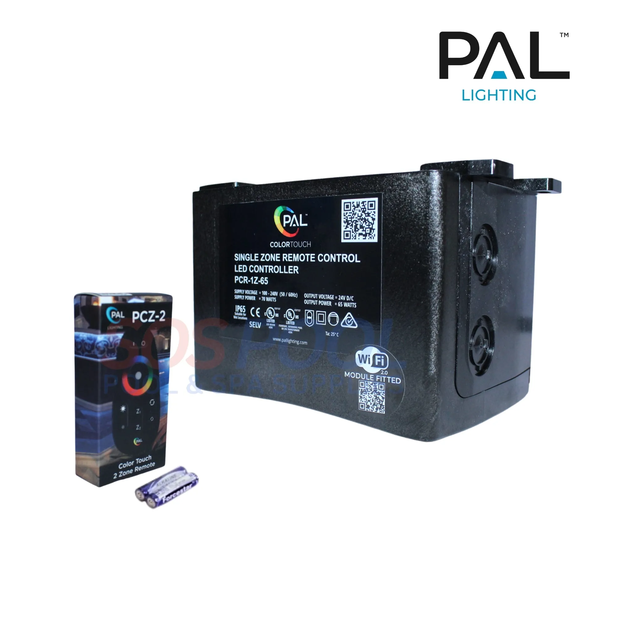 PAL Lighting Multi Color Single Zone Transformer with WiFi and Remote | 65W | 24V | 64-PCR-1ZW-65