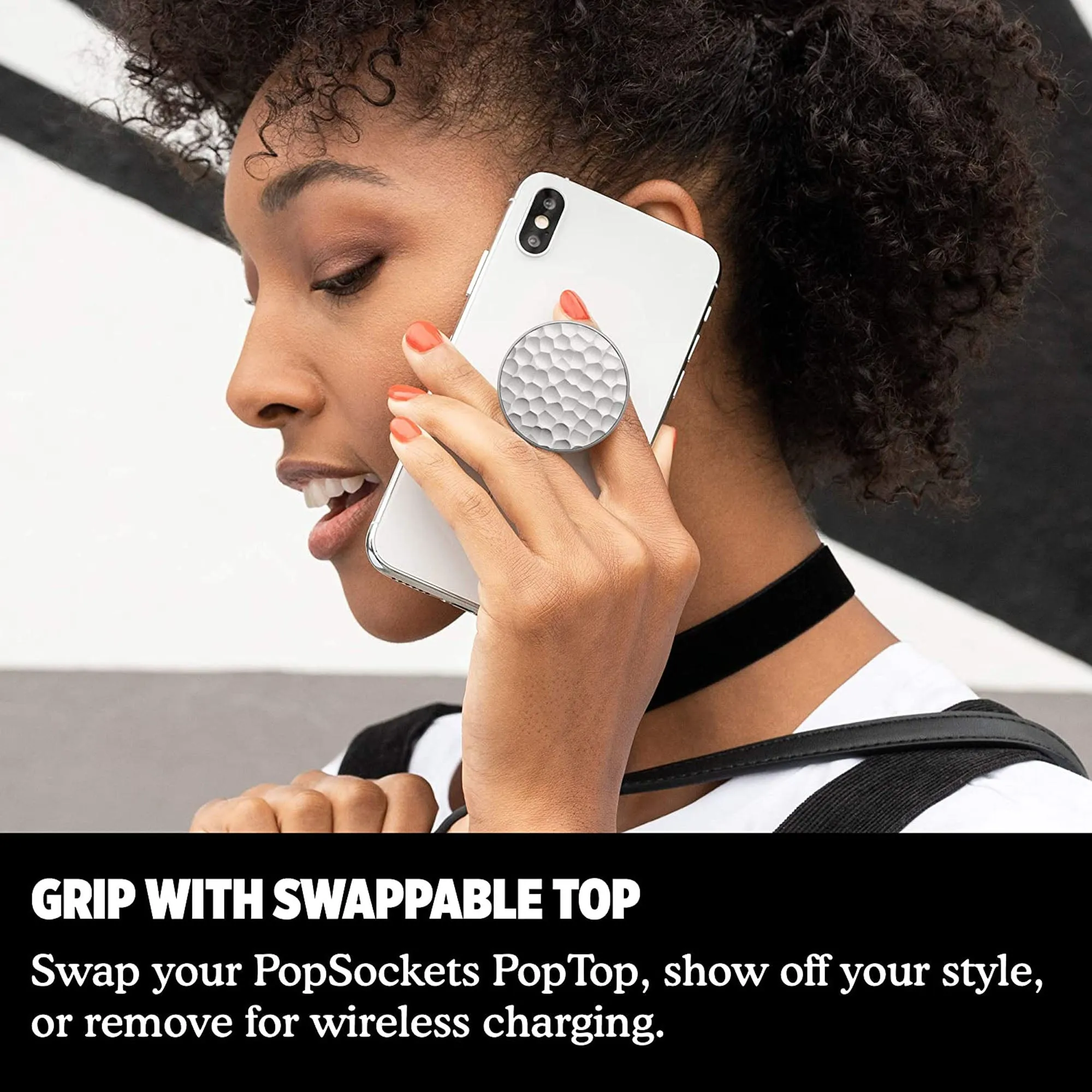 PopSockets PopGrip LUXE Swappable - Hammered Metal Silver