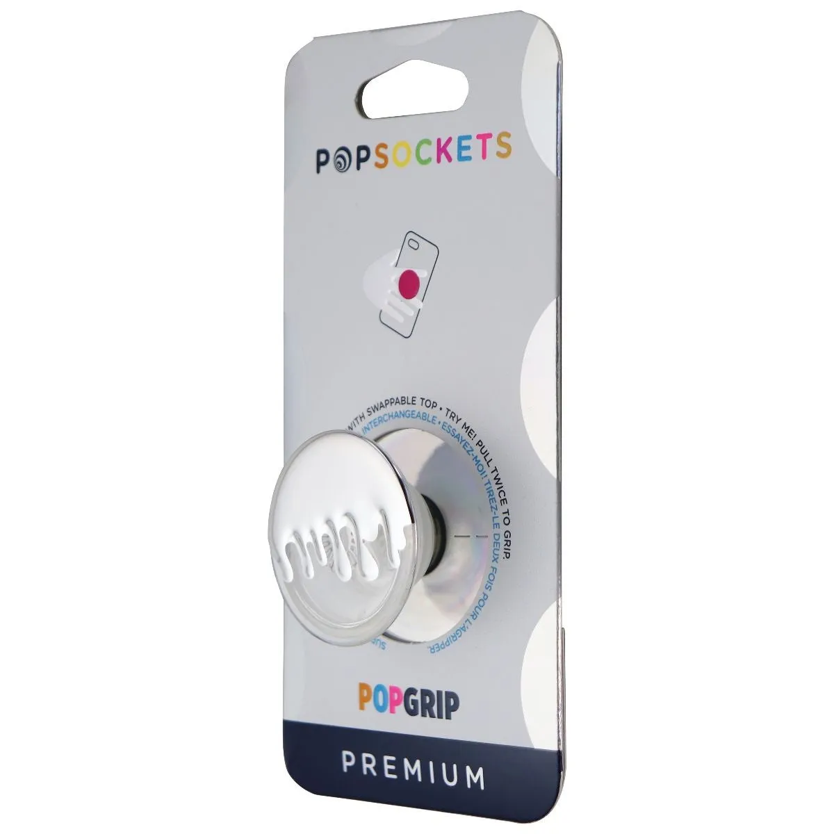 PopSockets Swappable PopGrip Expanding Stand and Grip - Chrome Drip Silver