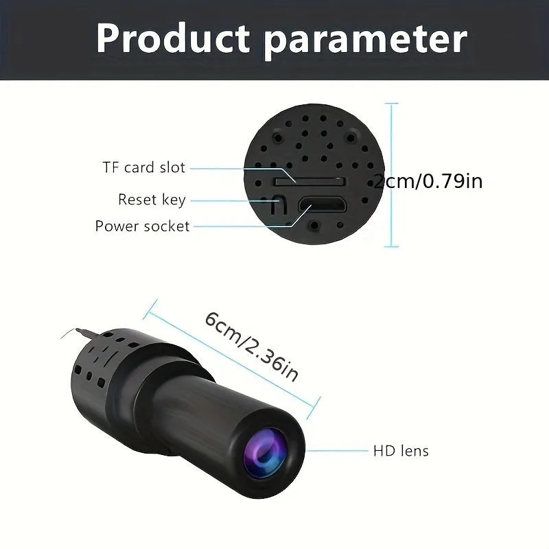 Portable Full HD Camera, Safety Protection Night Vision Camera, Motion Detection, Safety Camera, High-definition Video Recorder Camera, Loop Recording, SD Card Camera (without SD Card)