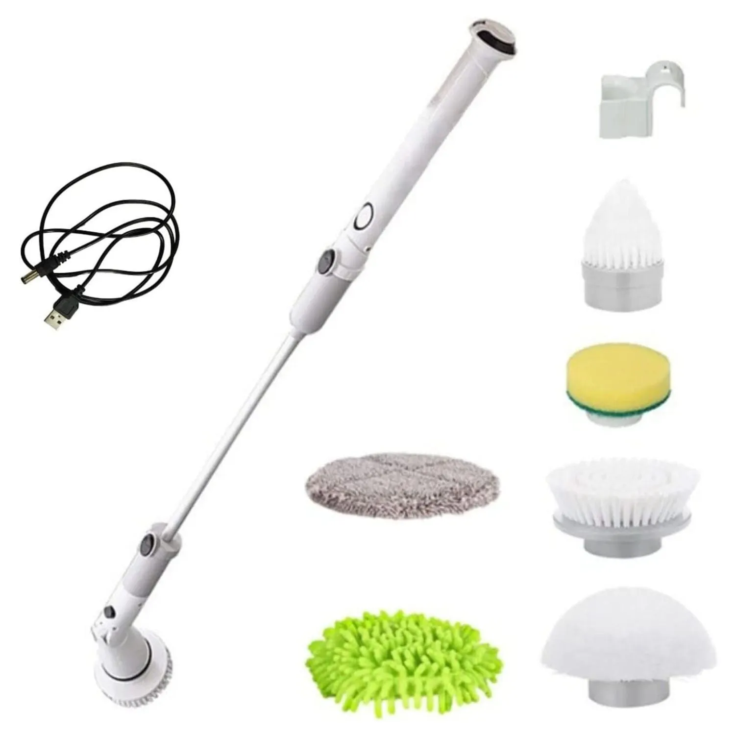 Powerful Cordless Spin Scrubber 4000 mAh, 6 Brushes