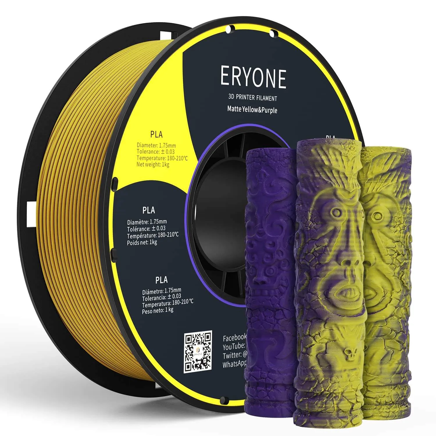 Pre-Sale- ERYON Matte Dual-Color PLA Filament for 3D Printers,1kg  FREE SHIPPING(MOQ:20 rolls,can mix color)