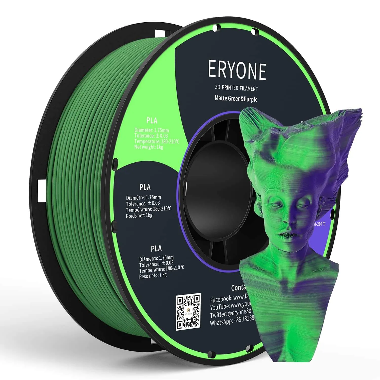 Pre-Sale- ERYON Matte Dual-Color PLA Filament for 3D Printers,1kg  FREE SHIPPING(MOQ:20 rolls,can mix color)