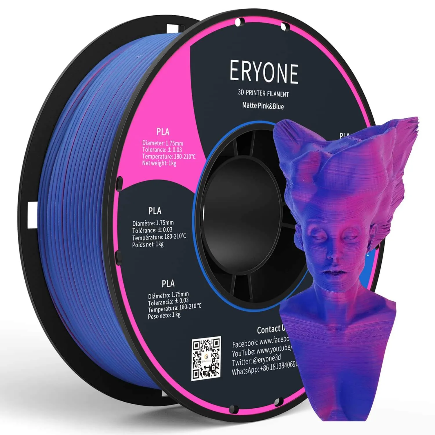 Pre-Sale- ERYON Matte Dual-Color PLA Filament for 3D Printers,1kg  FREE SHIPPING(MOQ:20 rolls,can mix color)