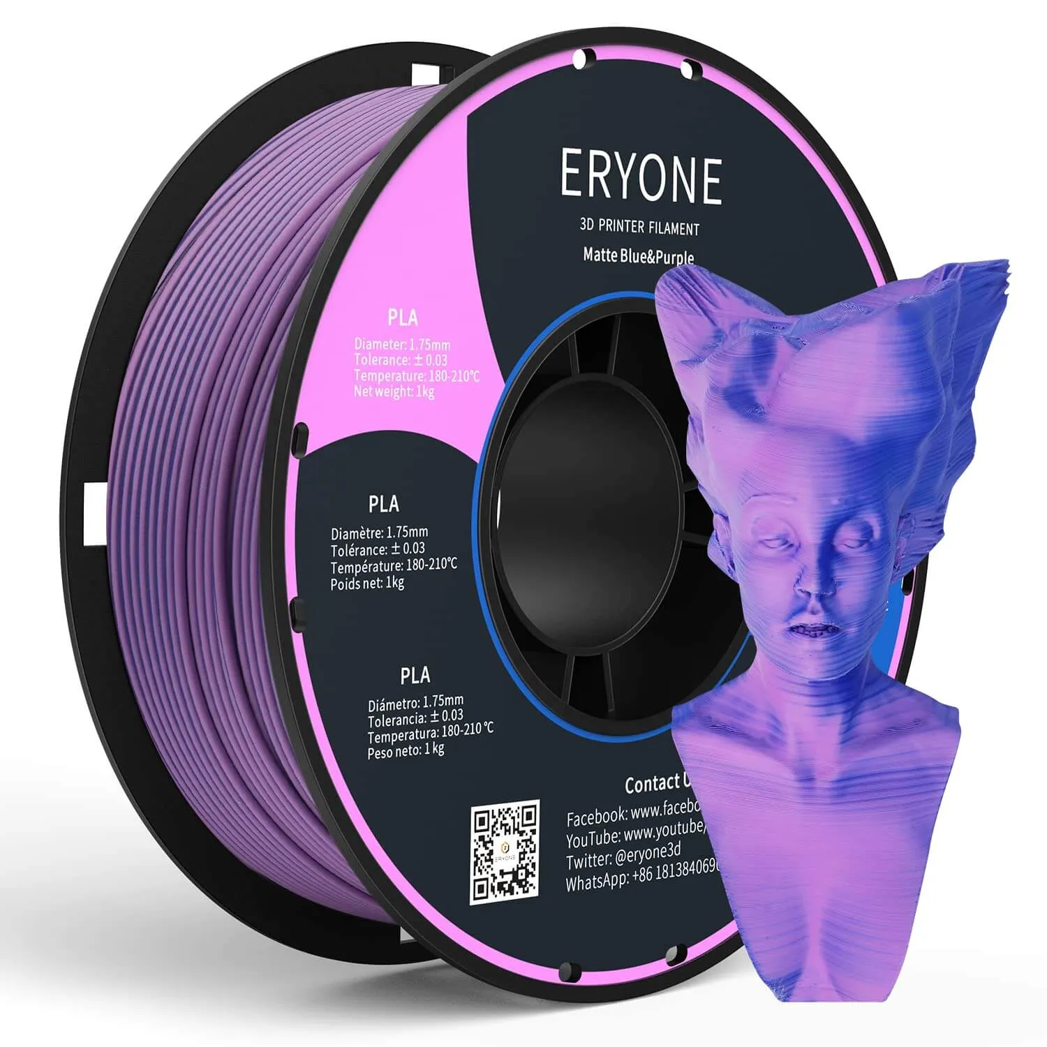 Pre-Sale- ERYON Matte Dual-Color PLA Filament for 3D Printers,1kg  FREE SHIPPING(MOQ:20 rolls,can mix color)