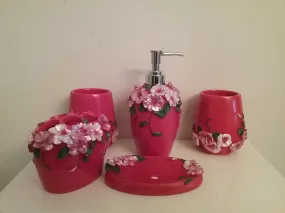 Red Bathroom Accessory Set