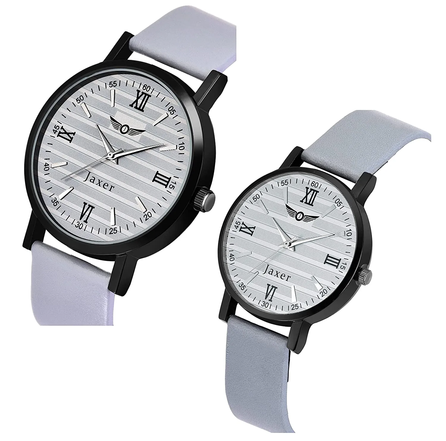 Round Grey Dial Genuine Leather Strap Analog Watch - For Couple JXRC2405