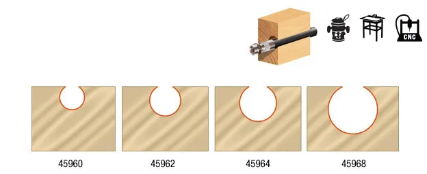 Router Bit Set | 4 Piece | Carbide Tipped Ball End | AMS-557 | 738685557778