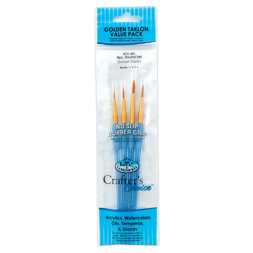 ROYAL BRUSH RCC201 Crafter's Choice Gold Taklon Round Brush Set