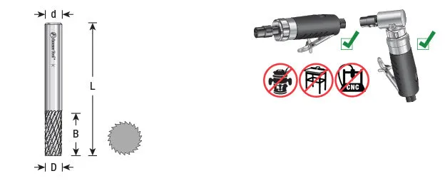 SA Cylindrical No End Double Cut Burr Bit | 1⁄2 Dia x 1 x 1⁄4 Shank | BURS-104 | 738685666043