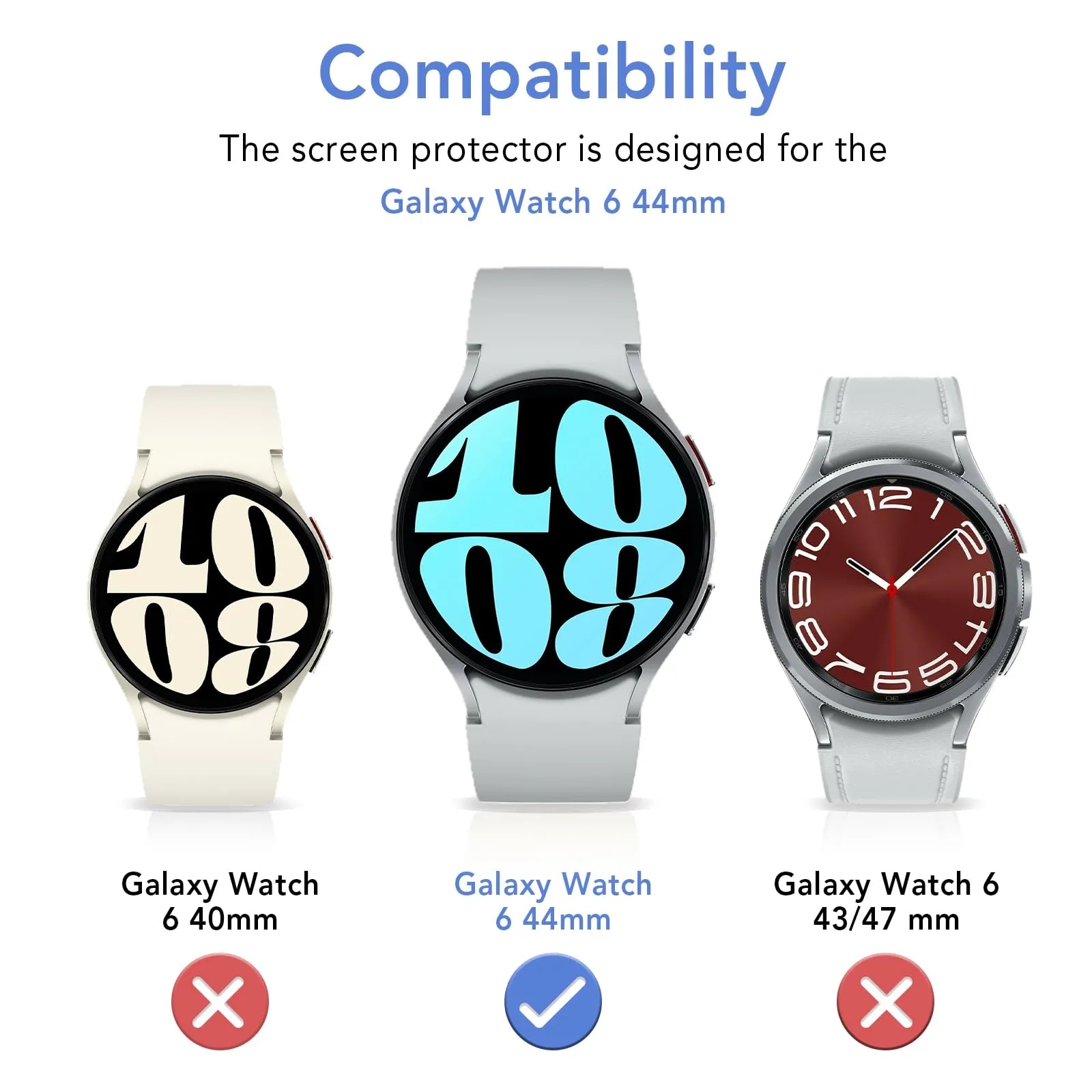 Samsung Galaxy Watch 6 44mm Screen Protector | Tempered Glass | Pack of 2 | Clear