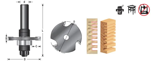 Slotting Cutter Assembly | 1 7⁄8 Dia x 7⁄32 x 1⁄4 or 1⁄2" Shank | 53409-1 | 738685915349