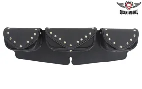 Studded Triple Pocket Motorcycle Windshield Bag