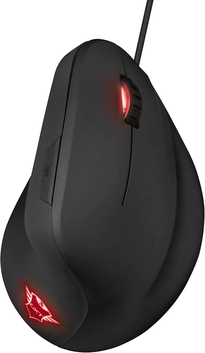 Trust Gaming Mouse GXT 144 Rexx, Vertical Ergonomic Mouse, 250-10,000 DPI, 6 Programmable Buttons, Advanced Software, Adjustable RGB Lighting, USB Computer Mouse for PC, Laptop, Windows, Mac - Black