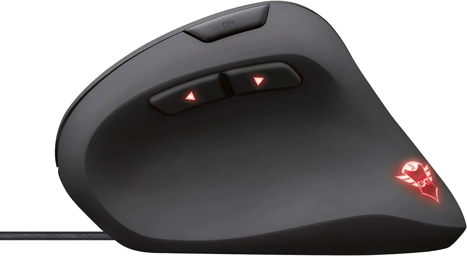 Trust Gaming Mouse GXT 144 Rexx, Vertical Ergonomic Mouse, 250-10,000 DPI, 6 Programmable Buttons, Advanced Software, Adjustable RGB Lighting, USB Computer Mouse for PC, Laptop, Windows, Mac - Black