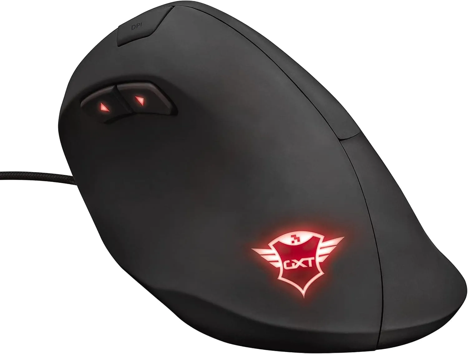 Trust Gaming Mouse GXT 144 Rexx, Vertical Ergonomic Mouse, 250-10,000 DPI, 6 Programmable Buttons, Advanced Software, Adjustable RGB Lighting, USB Computer Mouse for PC, Laptop, Windows, Mac - Black