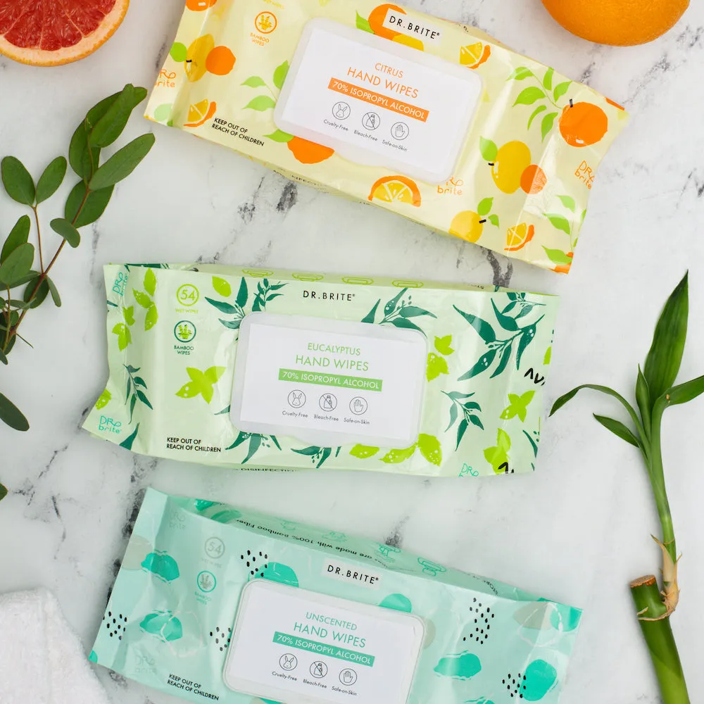 Variety 3 Pack - Citrus, Eucalyptus & Unscented Bamboo Hand Wipes