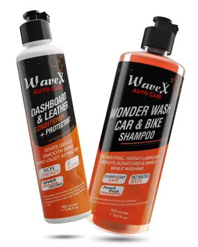 Wonder Wash Car & Bike Shampoo 500ml   Dashboard and Leather Conditioner Protectant 350ml