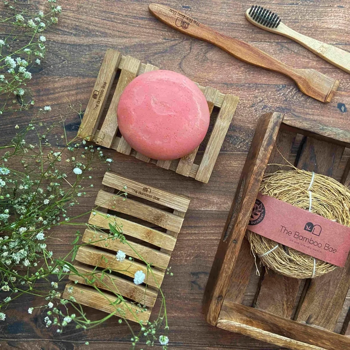 Zero Waste Kit | Personal Care Combo | Soap Tray   Toothbrush   Tongue Cleaner   Loofah